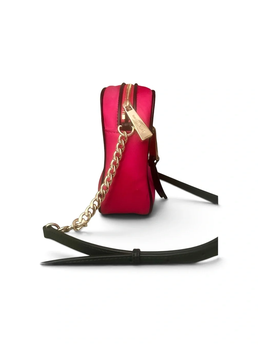 Michael Kors Hot Pink Crossbody Camera Bag with Gold Hardware